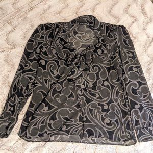 Paisley Grey Sheer Blouse 14 New York & Co